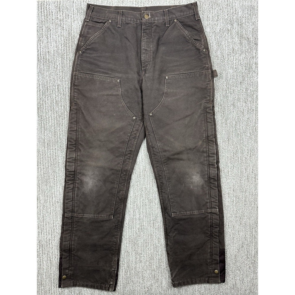 Carhartt B194 DKB Canvas Pants Men's Brown Double Knee Insulated Workwear  34x34